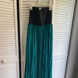 Pleated faux leather maxi dress